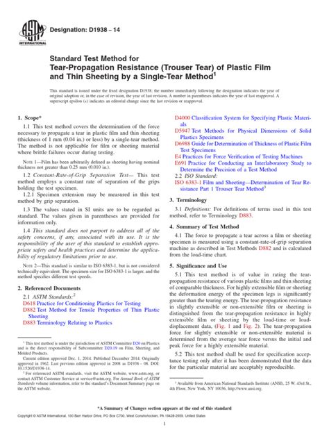 tear propagation test method